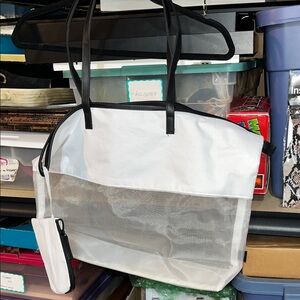 Chic Black and White Mesh Tote Bag